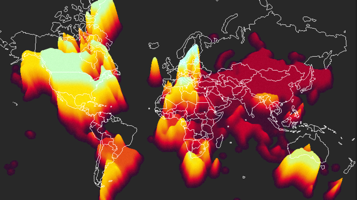 Reporters Without Borders created a '3D' map showing hotspots of press-freedom violations. (Photo courtesy: RWB)