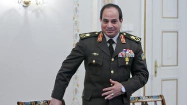 Egyptian Army chief Field Marshal Abdel Fattah al-Sisi arrives for a meeting with Russian President Vladimir Putin at the Novo-Ogaryovo state residence outside Moscow, February 13, 2014. 