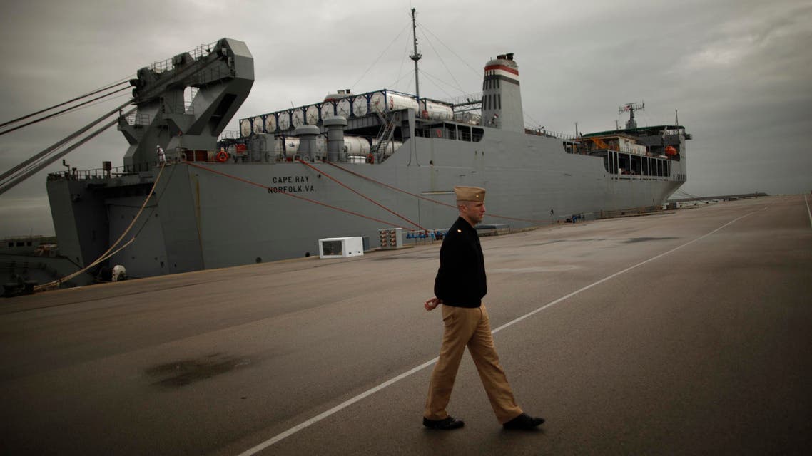 The U.S. MV Cape Ray, a ship equipped to destroy chemical weapons, arrived at Spain's naval base of Rota last week. (Reuters)