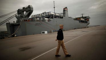  The U.S. MV Cape Ray, a ship equipped to destroy chemical weapons, arrived at Spain's naval base of Rota last week. (Reuters)