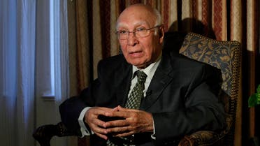 Advisor to the Pakistani Prime Minister on Foreign Affairs and National Security Sartaj Aziz is seen during an interview during the United Nations General Assembly in New York, Sep. 29, 2013. (Reuters)
