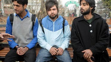 Kashmiri students, who were suspended by a private university in the Uttar Pradesh town of Meerut for cheering for Pakistan during a cricket match against India, speak with the media in Srinagar March 6, 2014.