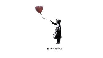 Ghost graffitist Banksy stands #WithSyria