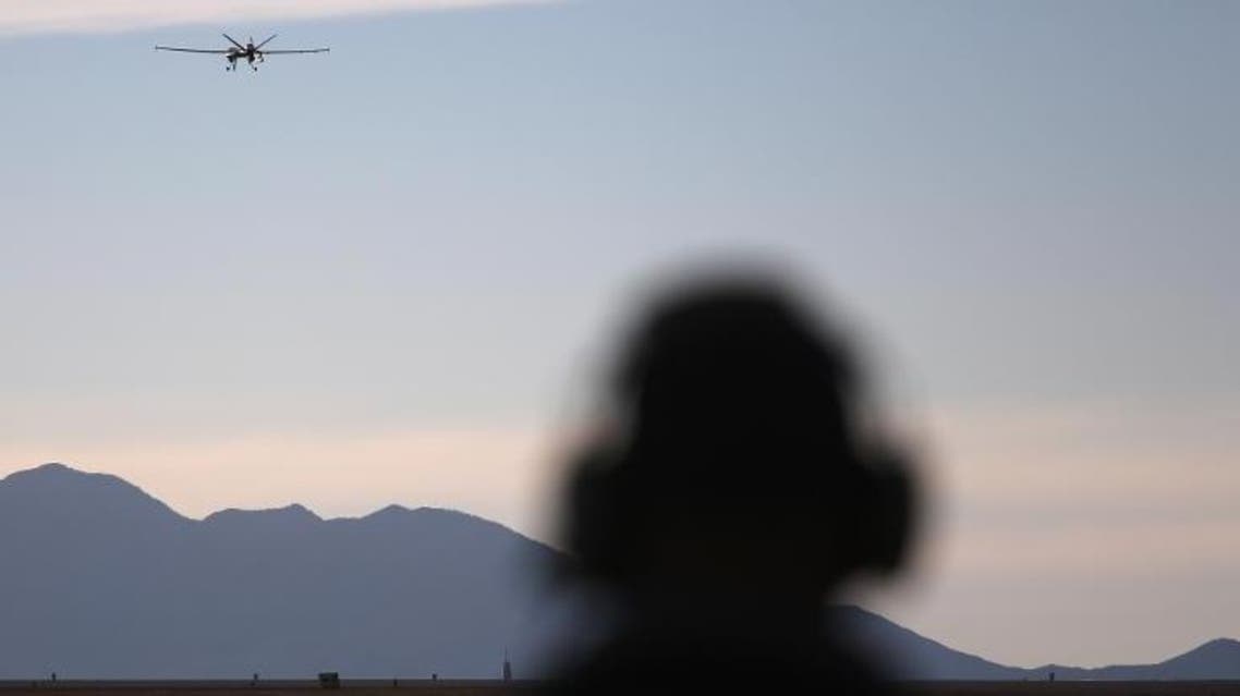 A US predator drone takes off for a surveillance flight near the Mexican border on March 7, 2013 (AFP