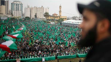 Supporters listen as Ismail Haniyeh, prime minister of the Hamas Gaza government, speaks during a Hamas rally marking the anniversary of the death of its leaders killed by Israel, in Gaza City March 23, 2014. (Reuters)