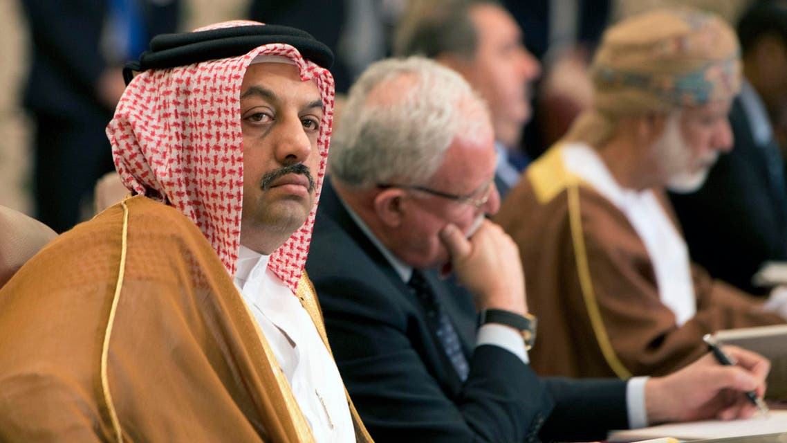 Qatar's Foreign Minister Khaled al-Attiyah (L) attends the preparatory meeting of Arab Foreign Ministers in Kuwait City March 23, 2014. (Reuters)