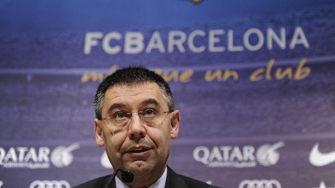 Barcelona's football club president Josep Maria Bartomeu holds a press conference in Barcelona on April 3, 2014 at the Camp Nou stadium in Barcelona. AFP