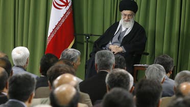 Ayatollah Ali Khamenei on April 9, 2014 speaking during a ceremony on the occasion of Iran's national nuclear day in Tehran. (AFP)