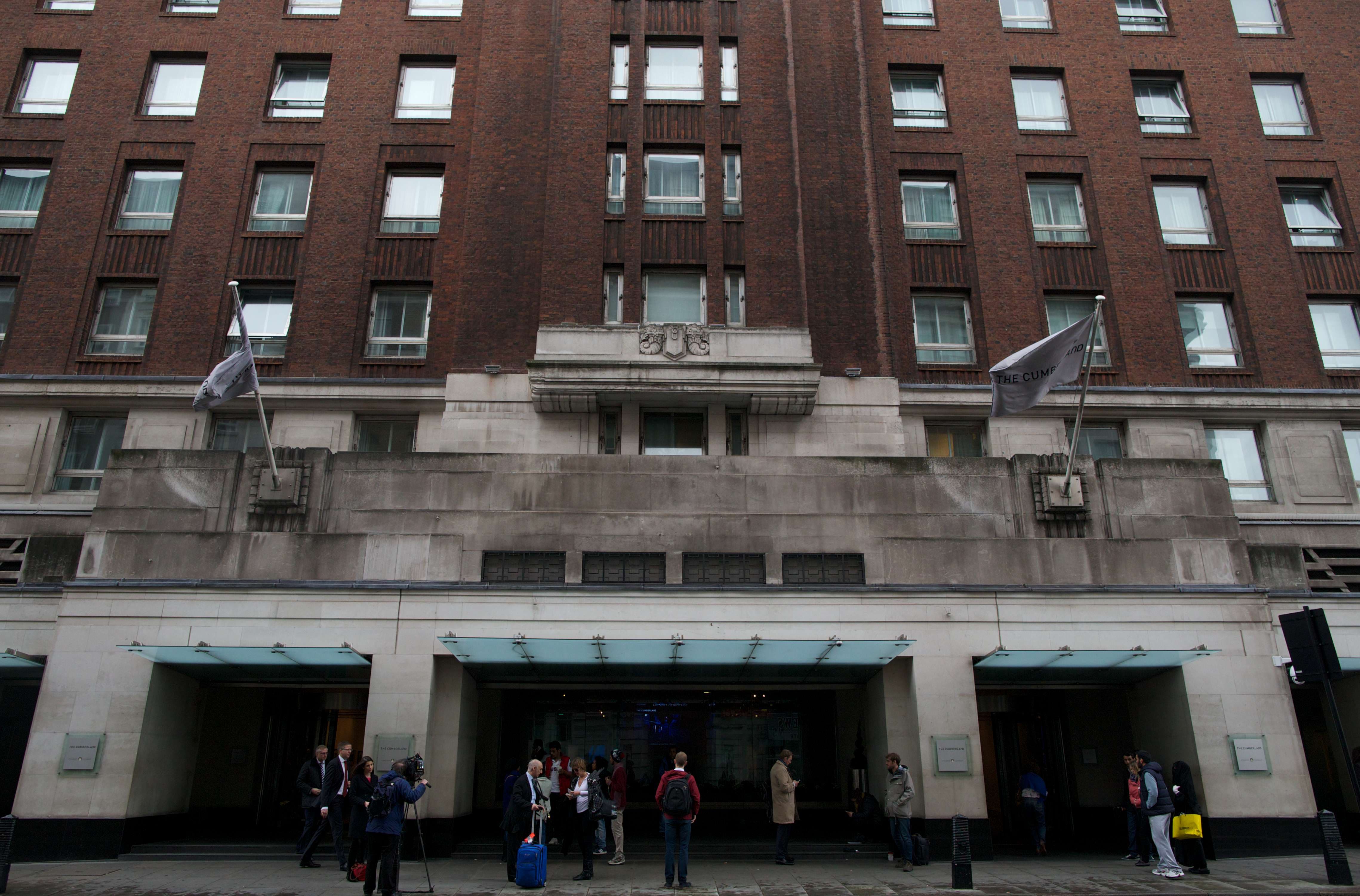 This picture taken on April 7, 2014 shows a general view of the Cumberland Hotel in central London. AFP