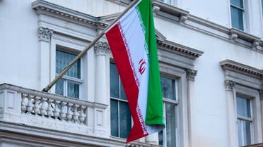 Iran's flag is seen hanging from the Iranian Embassy in central London reuters