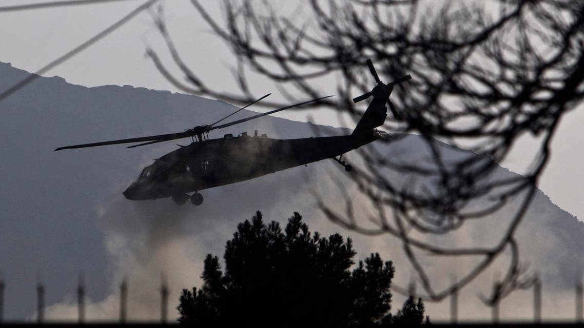 A British military helicopter takes off from Kabul. (Reuters)