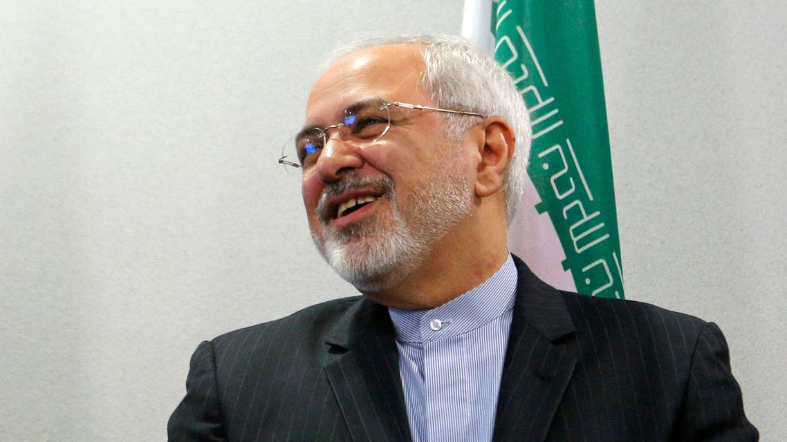 Foreign Minister of Iran Mohammad Javad Zarif reacts during a family photo session at the Caspian Sea littoral states conference in Moscow, April 22, 2014. (Reuters)