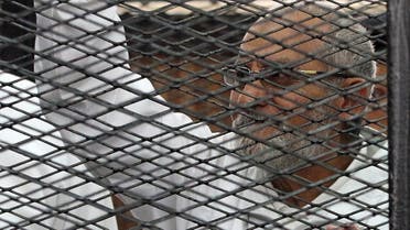 Muslim Brotherhood leader Mohammed Badie looks on from the defendant's cage during his trial with other leaders of the group in a courtroom in Cairo December 11, 2013. P