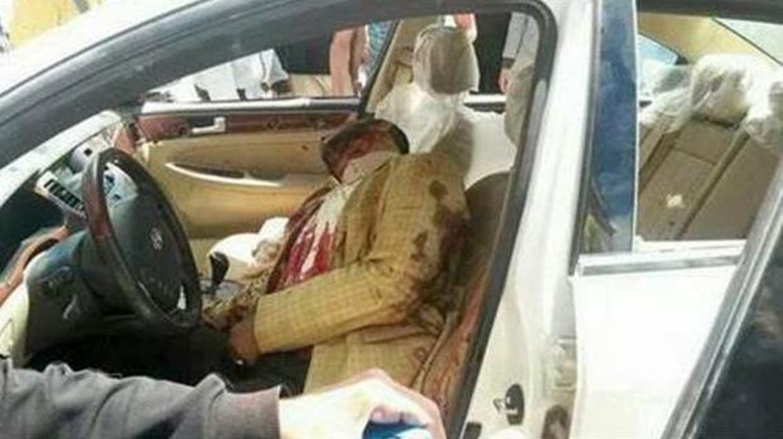 العقيد إبراهيم السنوسي عقيلة بعد اغتياله داخل سيارته