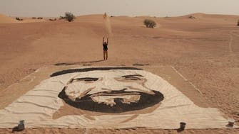 Canadian artist uses hot air balloon to form sand painting of UAE leader
