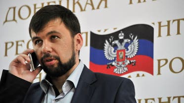 Denis Pushilin, the self-styled governor of the so-called 'People's Republic of Donetsk' stands holding a press conference in Donetsk on May 12, 2014. (AFP)