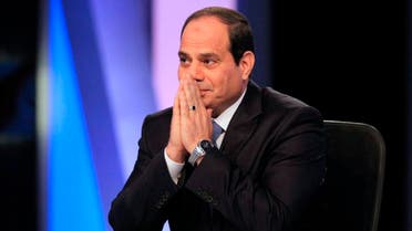 Presidential candidate and Egypt's former army chief Abdel Fattah al-Sisi talks during a television interview broadcast on CBC and ONTV, in Cairo, May 6, 2014. (Reuters)