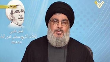  An image grab from Hezbollah's al-Manar TV shows Hassan Nasrallah, the head of Lebanon's militant Shiite Muslim movement Hezbollah, giving a televised address from an undisclosed location on June 6, 2014 in Lebanon. (AFP)