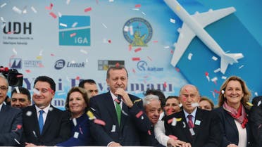 Turkish Prime Minister Recep Tayyip Erdogan (C) attends the Istanbul's third airports first stone cerenomy on June 7 ,2014 in Istanbul. (AFP)