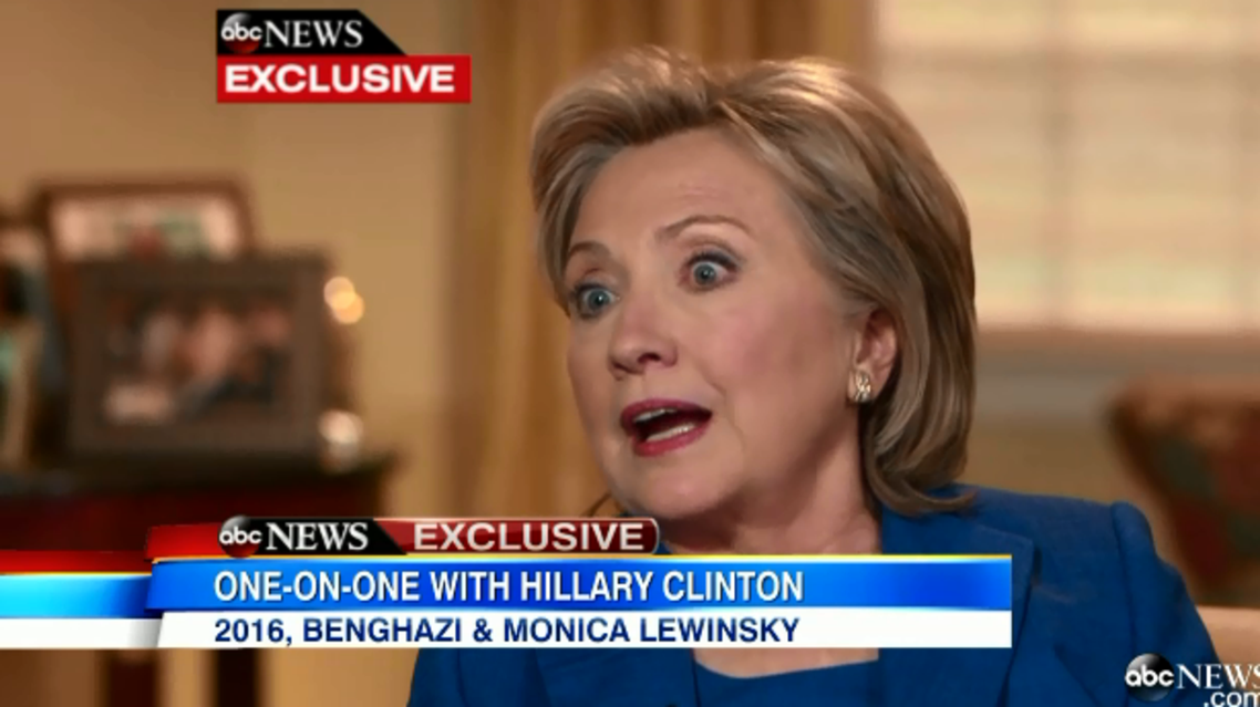 A still from Hillary Clinton's later to air interview, where she described being 'dead broke.' (Still courtesy of ABC News).png