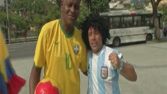 Brazilian beggar impersonates Argentinian football legend Maradona in Rio