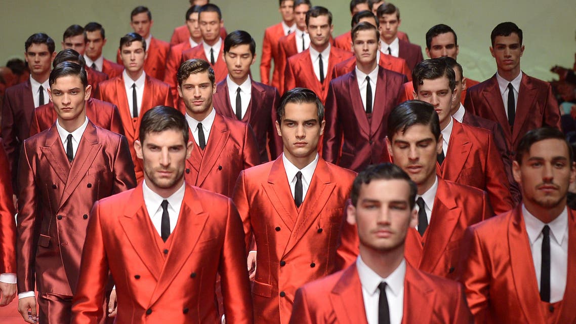 Models present creations for Dolce Gabbana Menswear Spring-Summer 2014 collection on June 21, 2014 during the Men's fashion week in Milan. (AFP)