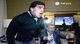 Maradona reacts to Uruguay goal in England World Cup match 