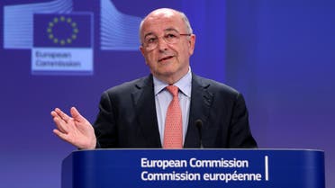 European Union Competition Commissioner Joaquin Almunia addresses a news conference at the EU Commission headquarters in Brussels June 11, 2014. (AFP)
