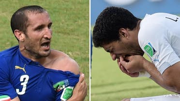 Suarez on June 30, 2014 apologized to Italian defender Giorgio Chiellini and to the entire "football family" for the bite for which he was penalized by the FIFA, in a message published on his official Twitter and Facebook accounts. (AFP)