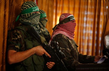 Hamas' armed wing spokesman speaks during a news conference in Gaza City July 3, 2014. reuters