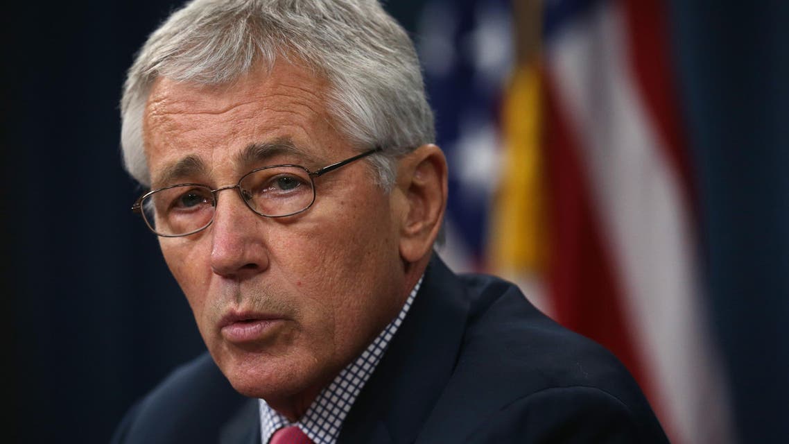 Secretary of Defense Chuck Hagel briefs members of the media July 3, 2014 at the Pentagon in Arlington, Virginia. afp