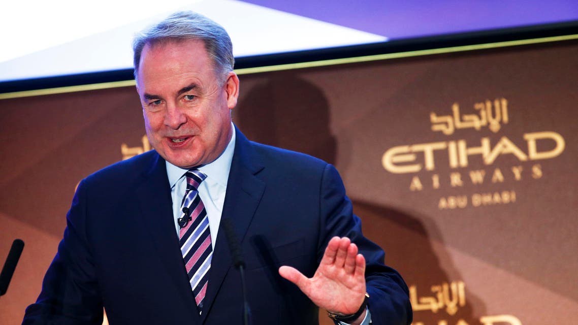 Etihad Airways Chief Executive James Hogan gestures during a news conference in Rome July 16, 2014. (Reuters)