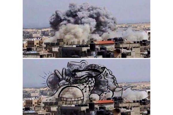 Gaza Art فنانون في غزة يحولون دخان غارات اسرائيل الى لوحات فنية