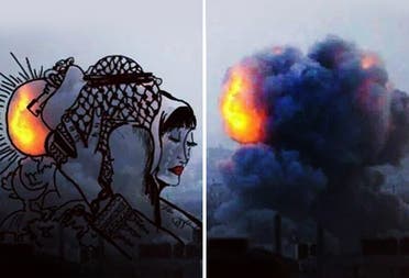 Gaza Art فنانون في غزة يحولون دخان غارات اسرائيل الى لوحات فنية
