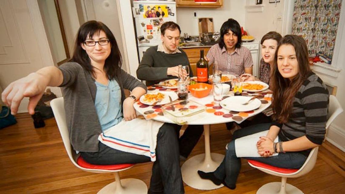 One of the pictures featured in the photo series titled "Dinner in New York"