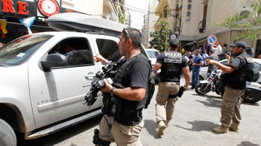 Lebanese police during raid anit-terror raid in Beirut
