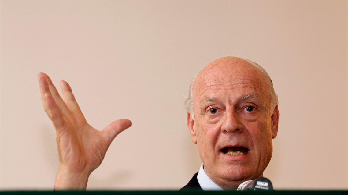 Italy's Deputy Foreign Minister Staffan de Mistura speaks during a news conference at the Italian embassy in New Delhi in this March 22, 2013