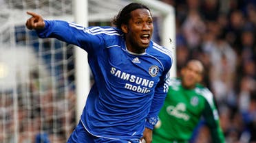 Chelsea's Didier Drogba celebrates his goal during their English Premier League soccer match against Everton at Stamford Bridge in London November 11, 2007.