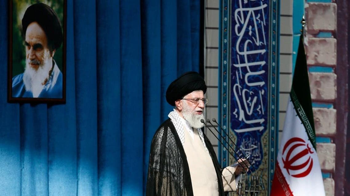Ayatollah Ali Khamenei delivering a speech for the Eid al-Fitr prayers sermon at Tehran's Grand Mosalla on July 29, 2014. (Reuters)