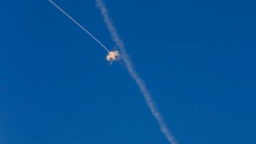 An interception of a rocket by the Iron Dome anti-missile system is seen above the Israeli town of Sderot July 21, 2014 REuters