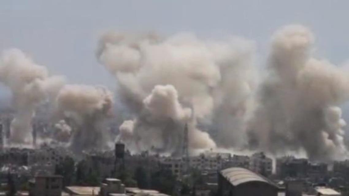 قصف جوي جوبر دمشق تفجير دمار دقة ضعيفة