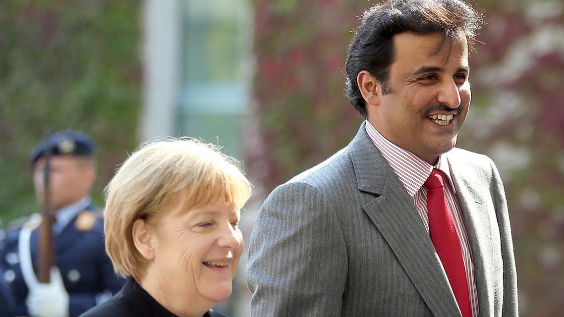 Qatar emir German prime minister Merkel Sheik Tamim bin Hamad Al Thani AFP