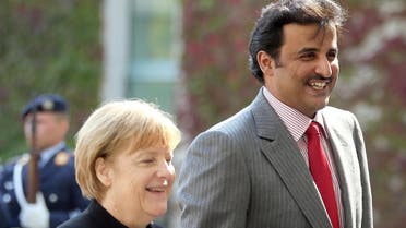 Qatar emir German prime minister Merkel Sheik Tamim bin Hamad Al Thani AFP