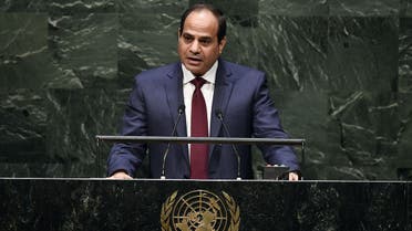 Egypt's President Abdel Fattah Al Sisi speaks during the 69th Session of the UN General Assembly at the United Nations in New York on September 24, 2014. AFP PHOTO/Jewel Samad
