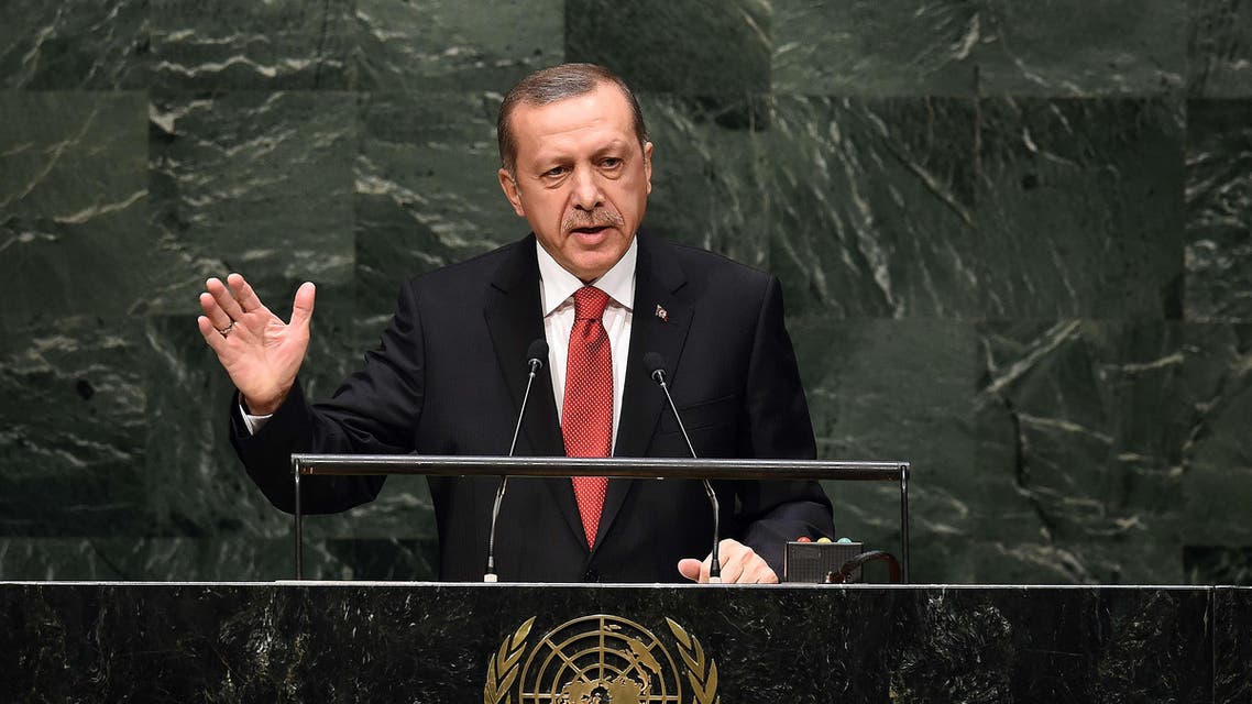Turkey's President Recep Tayyip Erdogan speaks during the 69th Session of the UN General Assembly at the United Nations in New York on September 24, 2014. AFP