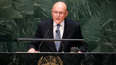 Lebanon's Prime Minister Tammam Salam addresses the 69th United Nations General Assembly at United Nations Headquarters in New York, September 26. (Reuters)