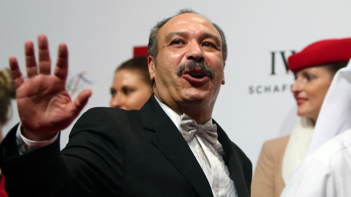 A file picture taken on Dec. 6, 2013 shows late Egyptian actor Khaled Saleh waving to the crowd upon his arrival at the opening ceremony of the Dubai International Film Festival (DIFF) in the Gulf emirate. (AFP)