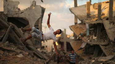 Gaza youth practice parkour
