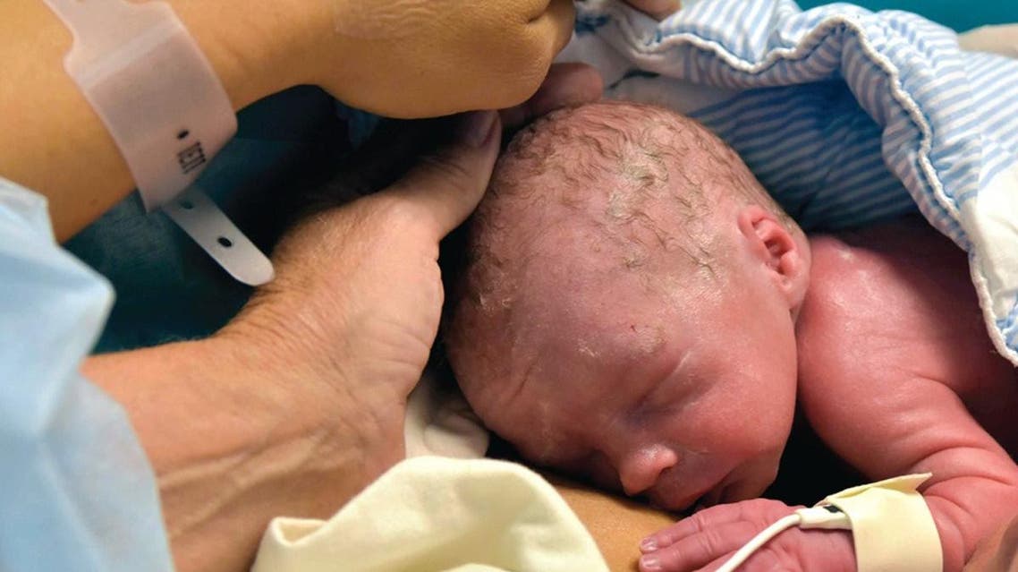 A handout picture released by ‘The Lancet’ on Oct. 4, 2014, shows a baby boy, born last month at the University of Gothenburg's hospital. (AFP)