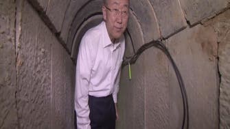 U.N. chief Ban Ki-moon tours Gaza tunnels